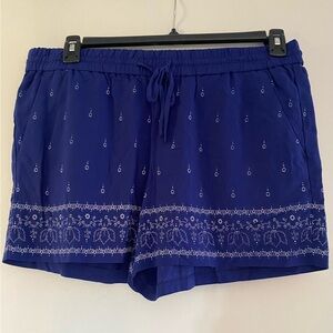 LOFT Blue Embroidered Shorts